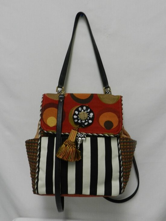 Silver Plum Handmade Tapestry Convertible Backpack Purse Handmade USA Fabric main image 7